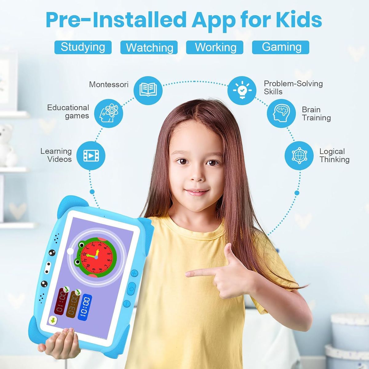 GENERICO - Tablet Kids Educativa 64Gb Aprendizaje Bluetooth 2Gb Ram Estuche