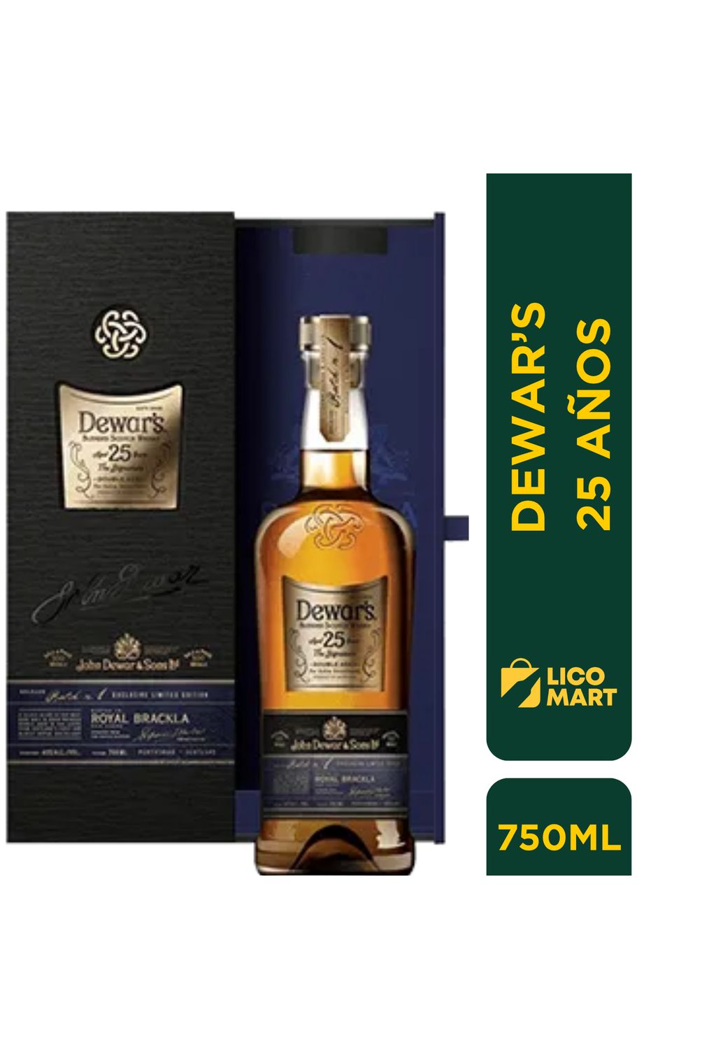 WHISKY DEWAR´S 25 AÑOS BLENDED SCOTH DOUBLE AGED GENERICO