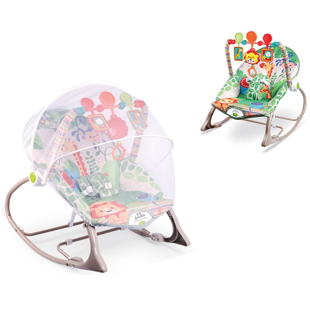 GENERICO - Silla Mecedora Vibradora Musical para Bebe 3 en 1 Mosquitero