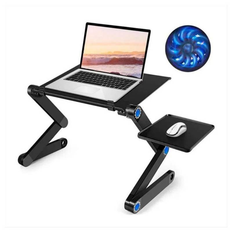 GENERICO - Mesa plegable portátil multiusos computador aluminio 2 ventiladores t8