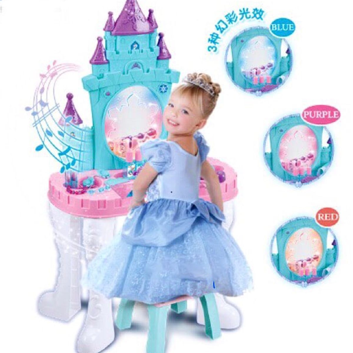 GENERICO - Tocador Princesa para Niñas Secador y Accesorios Luz-Sonidos