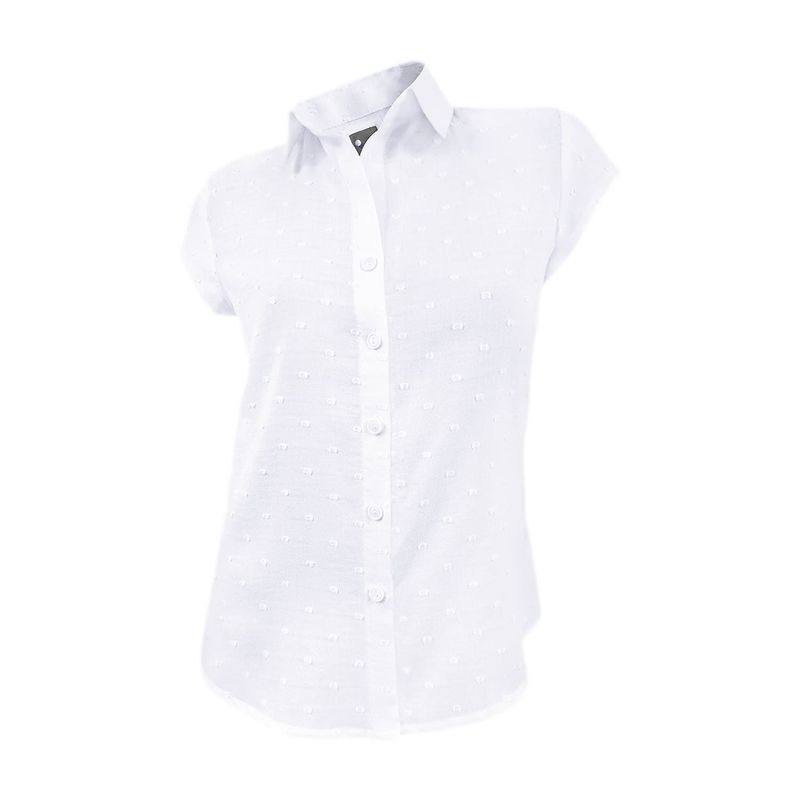 SON DOS - Camisa blusa blanca en algodón manga corta para mujer