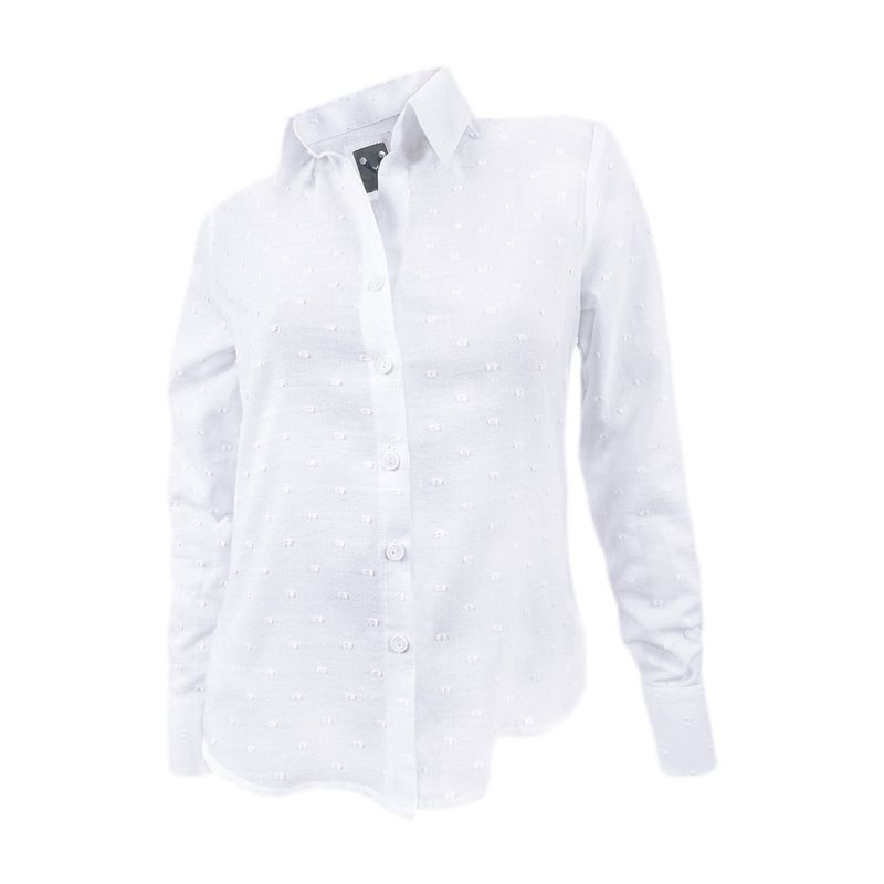 SON DOS - Camisa blusa blanca con textura manga larga para mujer