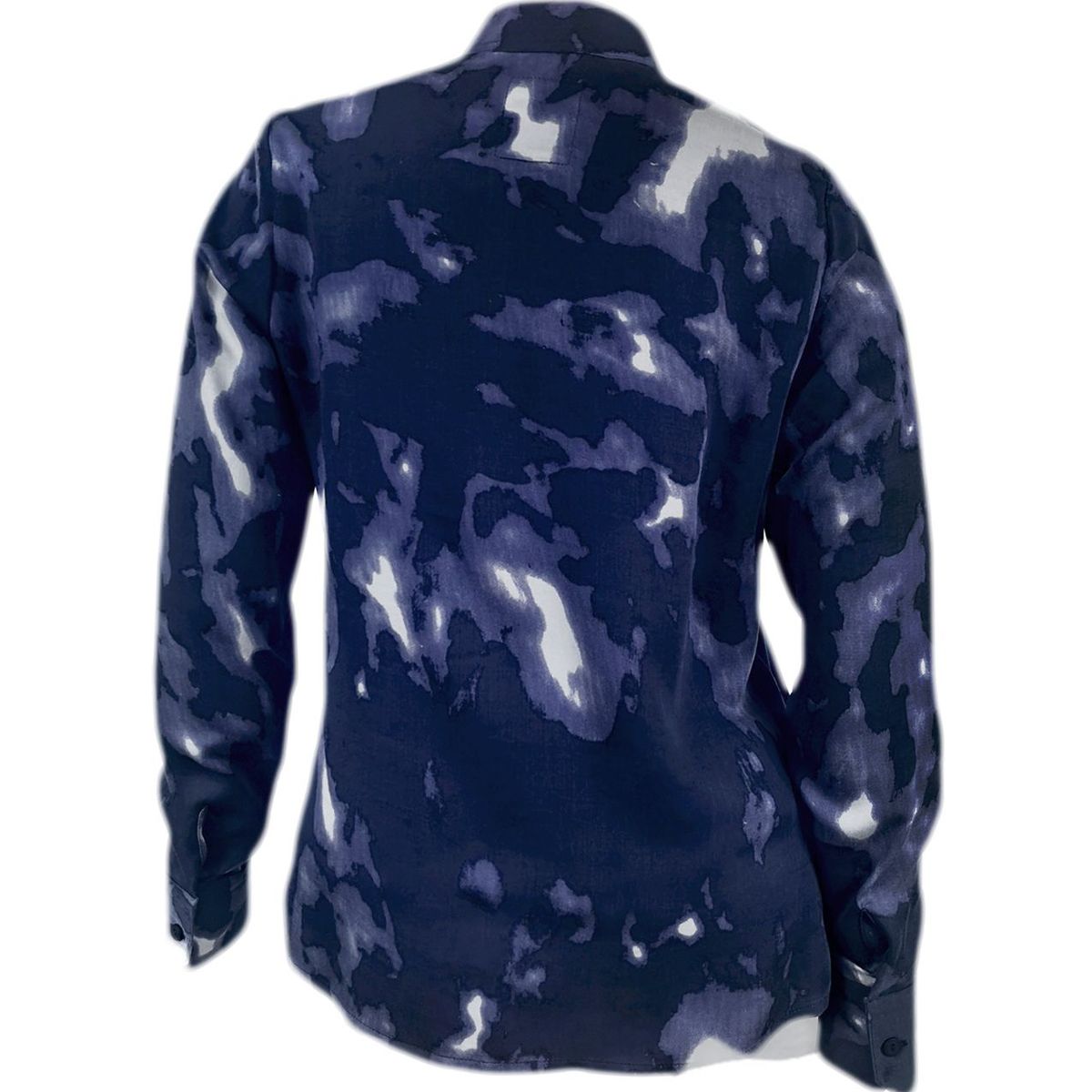 SON DOS - Camisa blusa azul en chalis cuello neru manga larga mujer