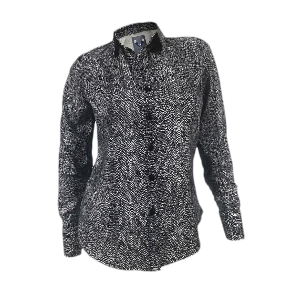 SON DOS - Camisa blusa gris estampado animal print manga larga mujer