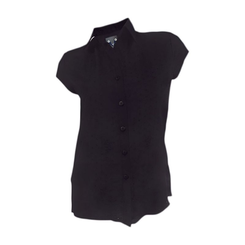 SON DOS - Camisa blusa negra con bordado manga corta para mujer
