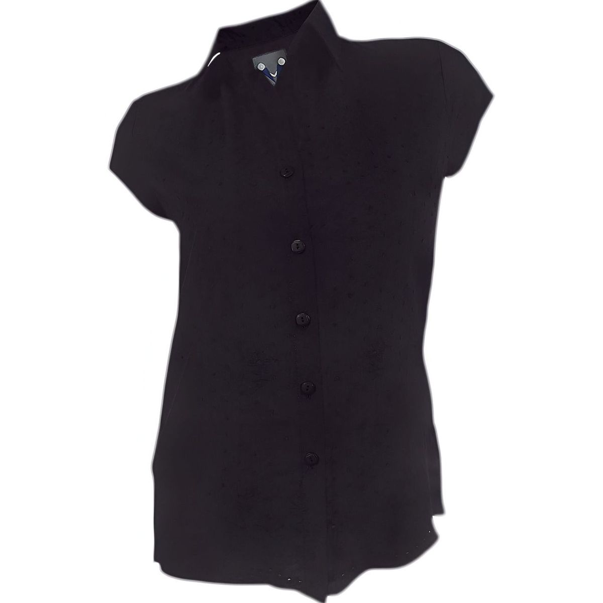 SON DOS - Camisa blusa negra con bordado manga corta para mujer