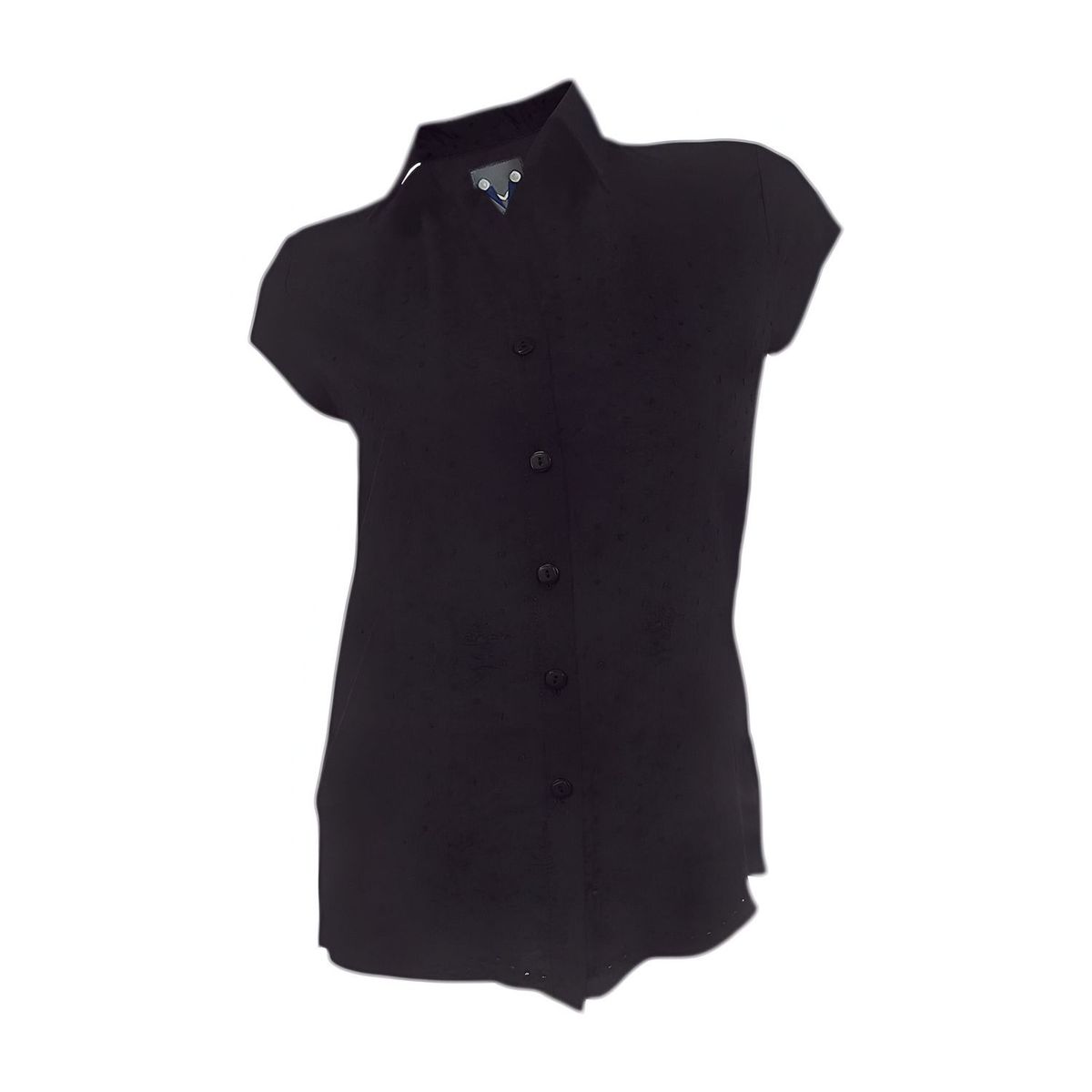 SON DOS - Camisa blusa negra con bordado manga corta para mujer