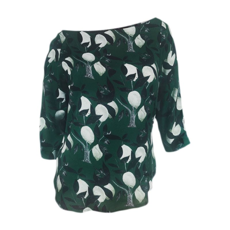 SON DOS - Camisa blusa verde escote bandeja manga tres cuartos para mujer
