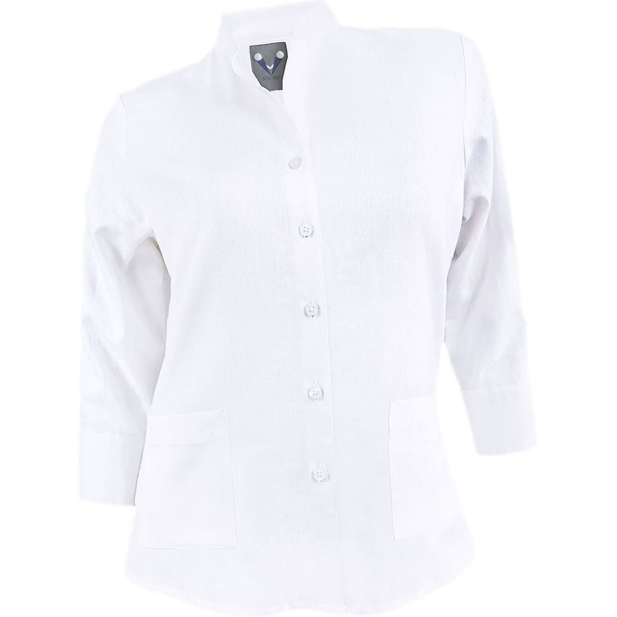 SON DOS - Camisa blusa lino blanca ocasión casual manga tres cuartos para mujer