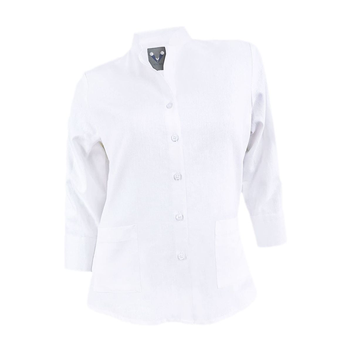 SON DOS - Camisa blusa lino blanca ocasión casual manga tres cuartos para mujer
