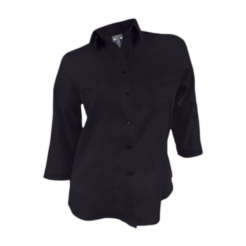 SON DOS - Camisa blusa lino negra celebración manga tres cuartos mujer