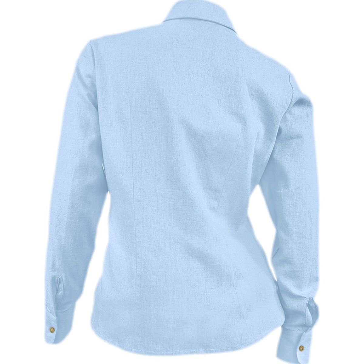 SON DOS - Camisa blusa lino azul claro sin bolsillo manga larga mujer