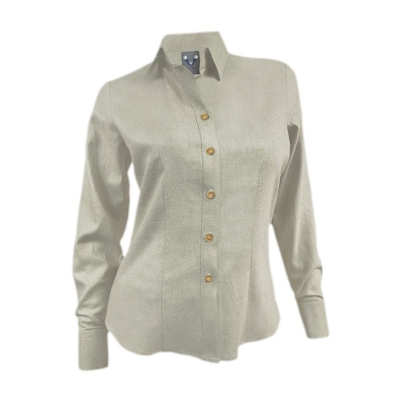 SON DOS - Camisa blusa lino beige celebración casual manga larga mujer