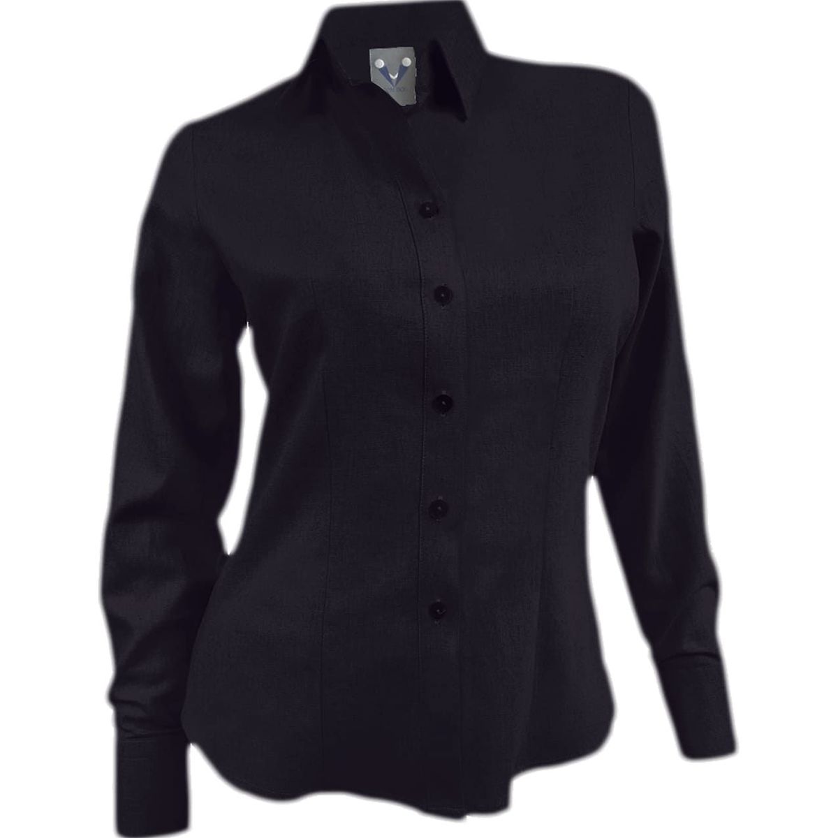 SON DOS - Camisa blusa lino negra celebración casual manga larga mujer