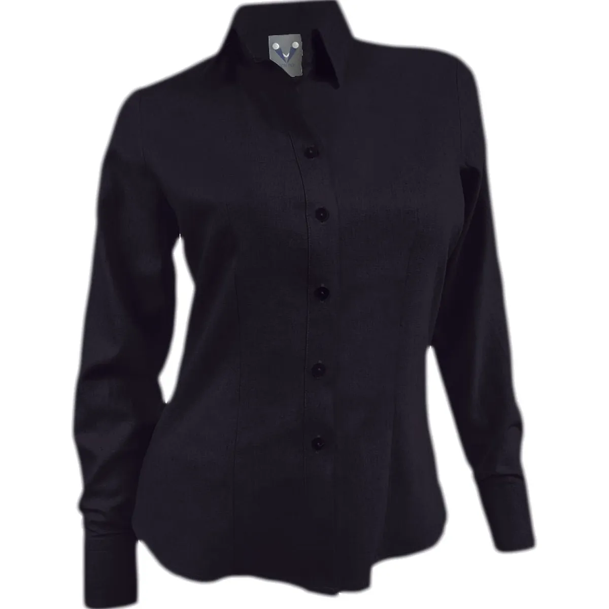 SON DOS - Camisa blusa lino negra celebración casual manga larga mujer