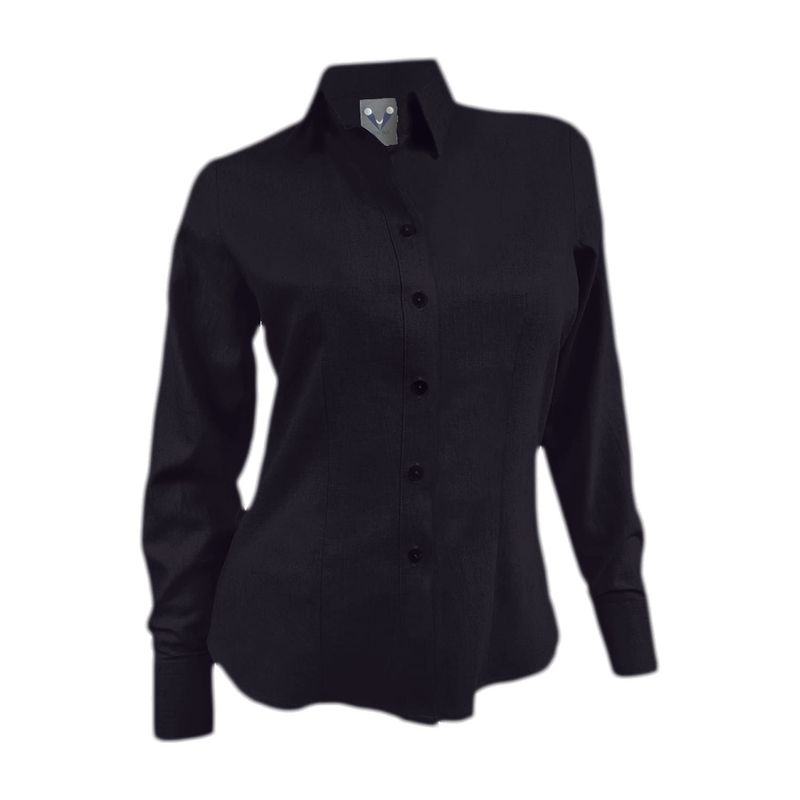 SON DOS - Camisa blusa lino negra celebración casual manga larga mujer