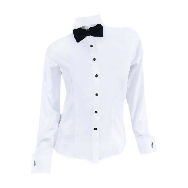 SON DOS - Camisa smoking blanca puño para mancornas tallas grandes para mujer