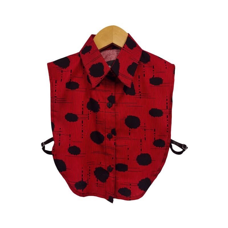 SON DOS - Camisa de cuello clásico falso en rojo estampado para mujer