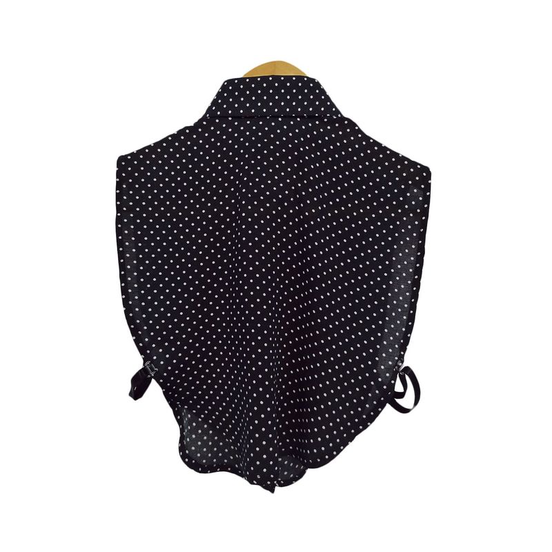 Blusa de cuello clásico falso negro pepas blancas para mujer SON