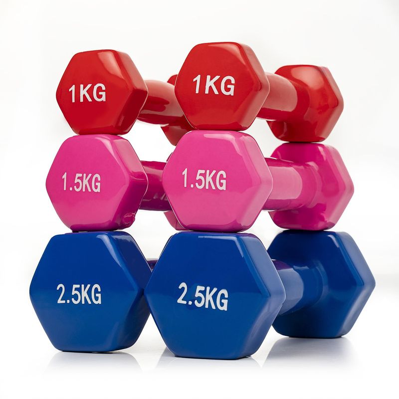 ENERGY PLUS - Kit Mancuernas 10KG Hexagonales Neopreno Set pesas Completo