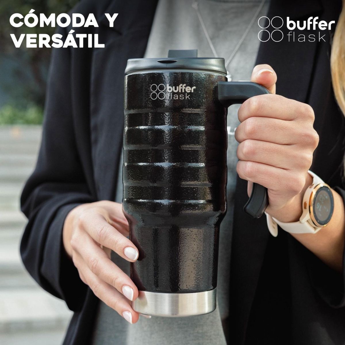 BUFFER FLASK - Vaso Termo Termico Buffer 700ml Acero Inox FrioCalor - Negro-