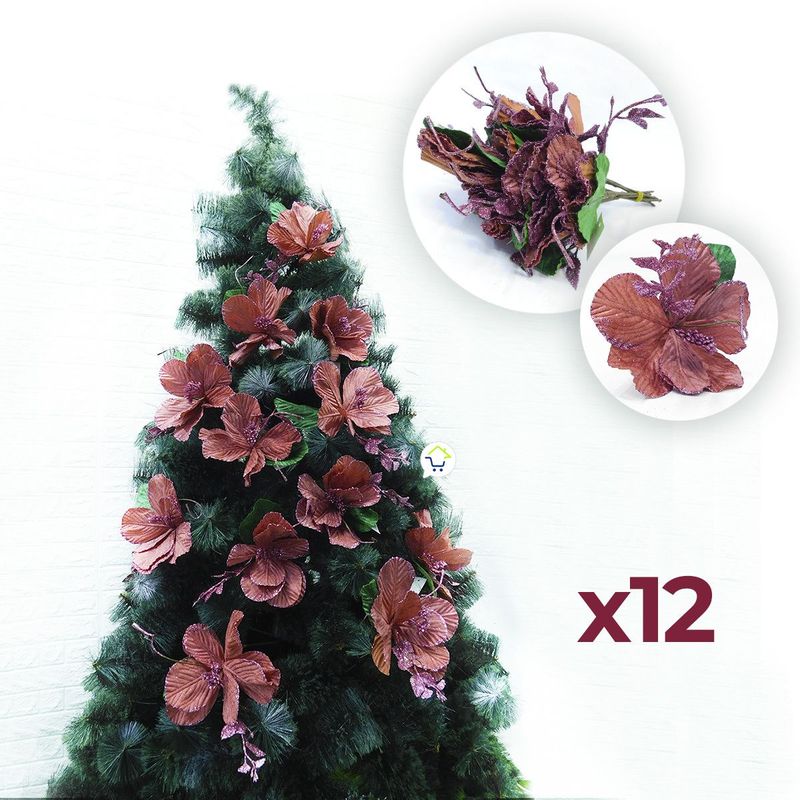 COMPRALOENCASA COM - Flores Artificiales Para Árbol X12 Decoración Navidad 050