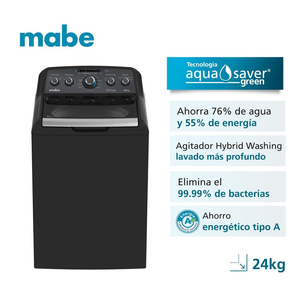 MABE - Lavadora Automática 24 Kg Diamond Gray Mabe LMC74215WDAB0