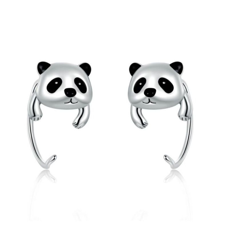 ALHAJAS - Aretes Topos Para Mujer Oso Panda Fabricados En Plata 925