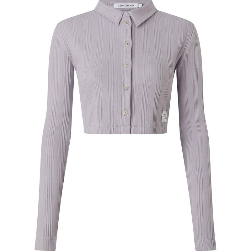CALVIN KLEIN - Camisa Morada Cropped De Punto Canalé Para Mujer Calvin Klein