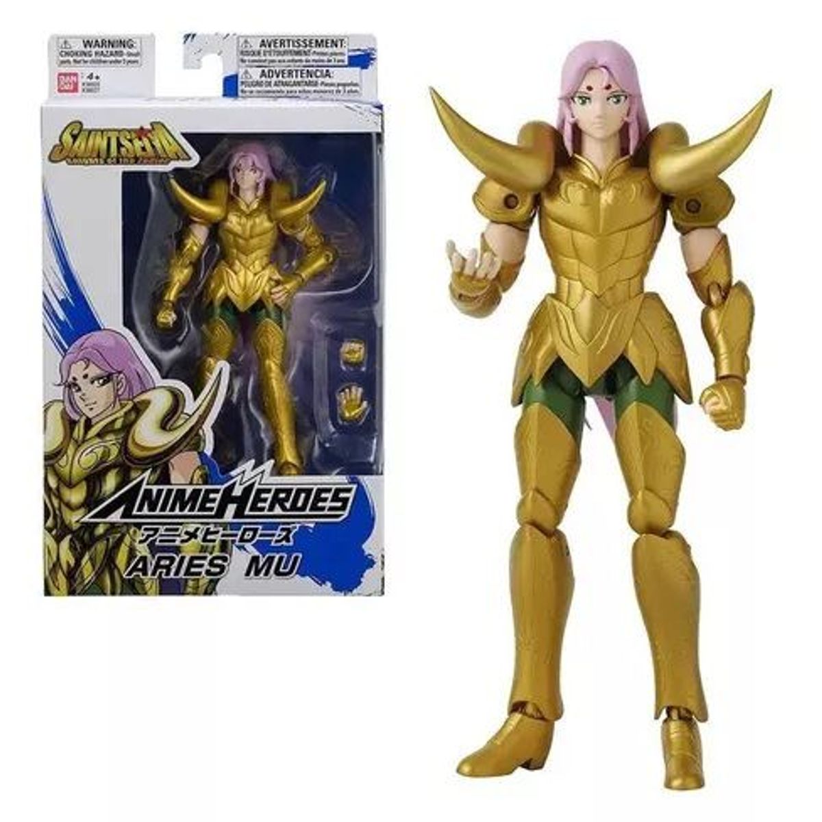 BANDAI - Aries Mu Figura Seiya Zodiaco Anime Heroes Bandai 16 Cm