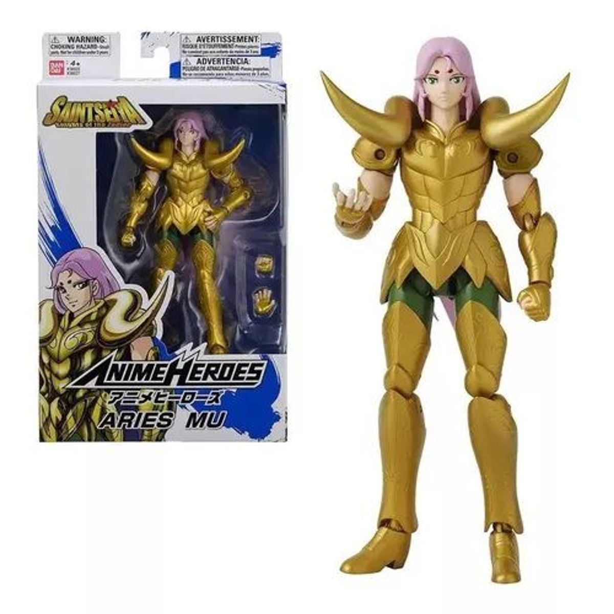 BANDAI - Aries Mu Figura Seiya Zodiaco Anime Heroes Bandai 16 Cm