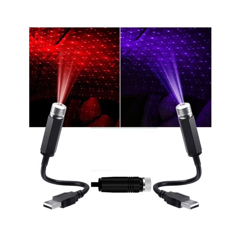 GENERICO - Proyector Luz Nocturna Usb Automóviles Techo Ajustable Rojo