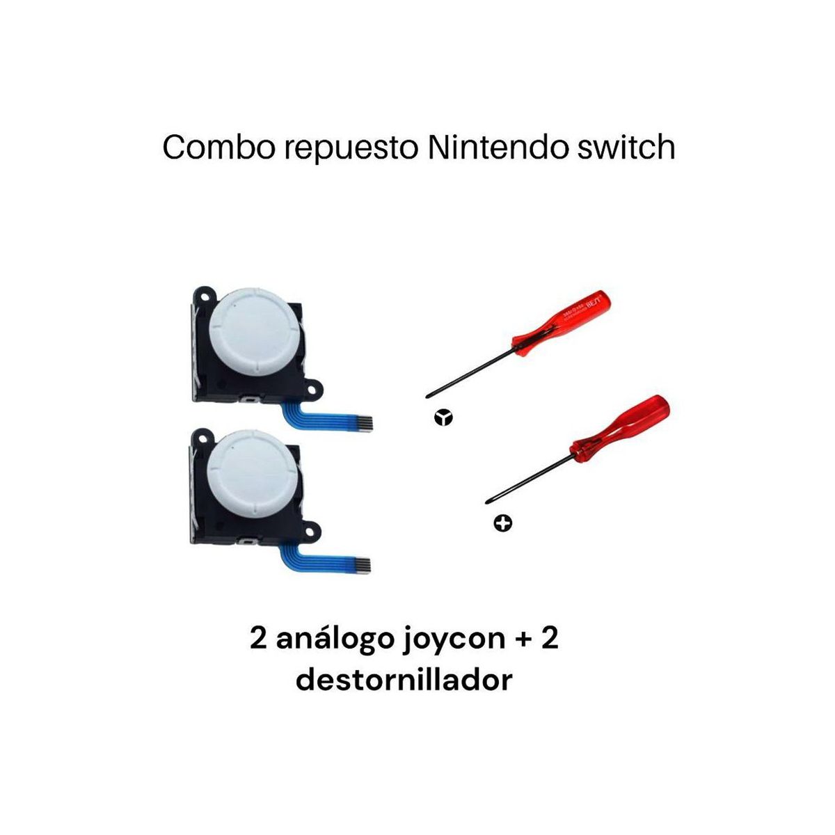 GENERICO - 2 Joystick Análogo Blanco Joycon + Kit Destornillador Para Switch