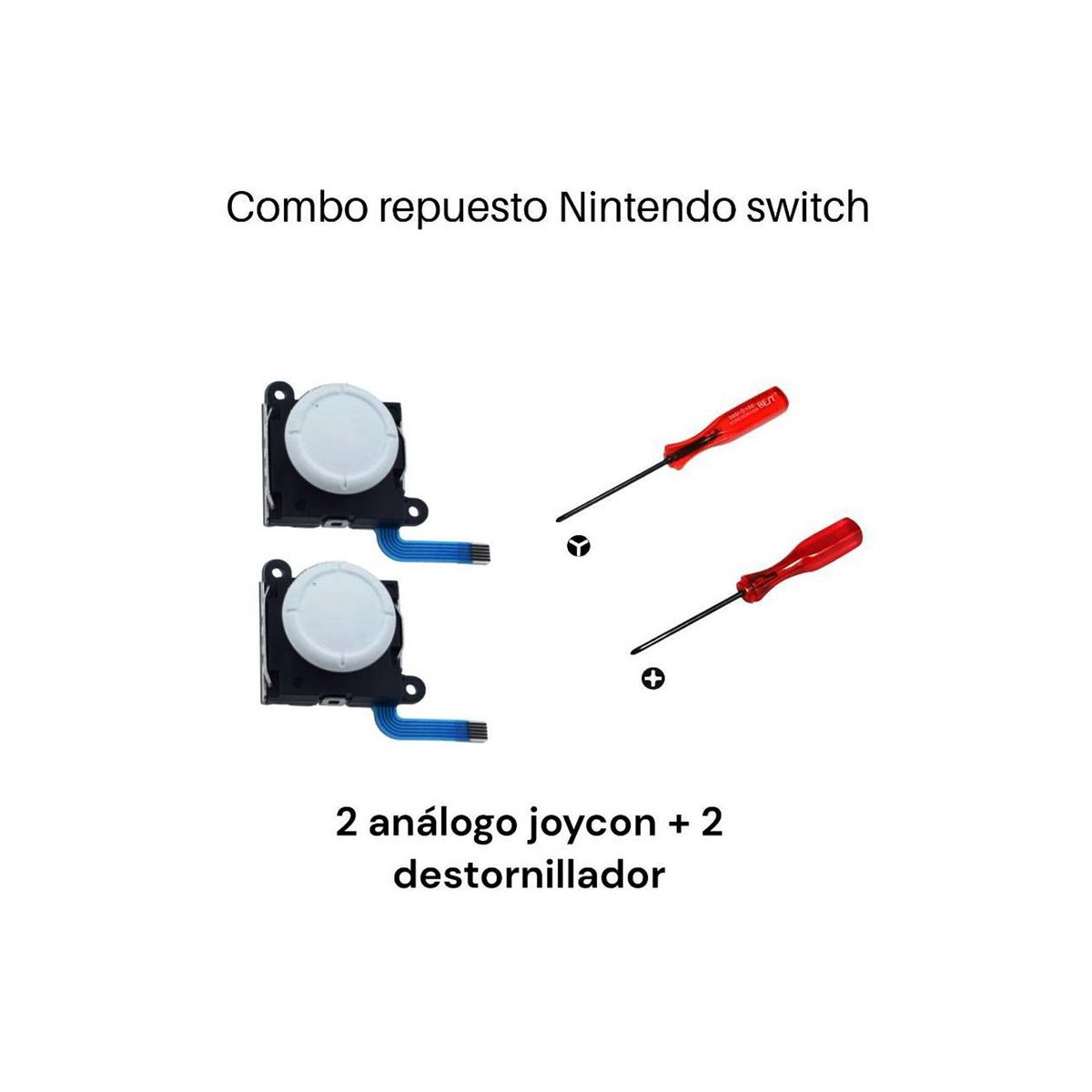 GENERICO - 2 Joystick Análogo Blanco Joycon + Kit Destornillador Para Switch
