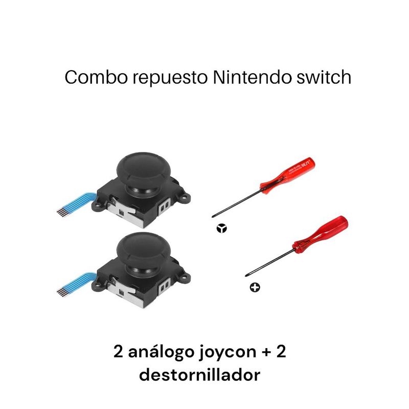 GENERICO - 2 Joystick Análogo Negro Joycon + Kit Destornillador Para Switch