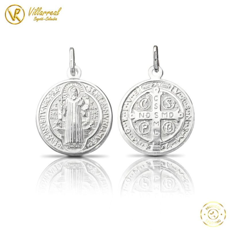 GENERICO - DIJE MEDALLA SAN BENITO PLATA 925 25mm