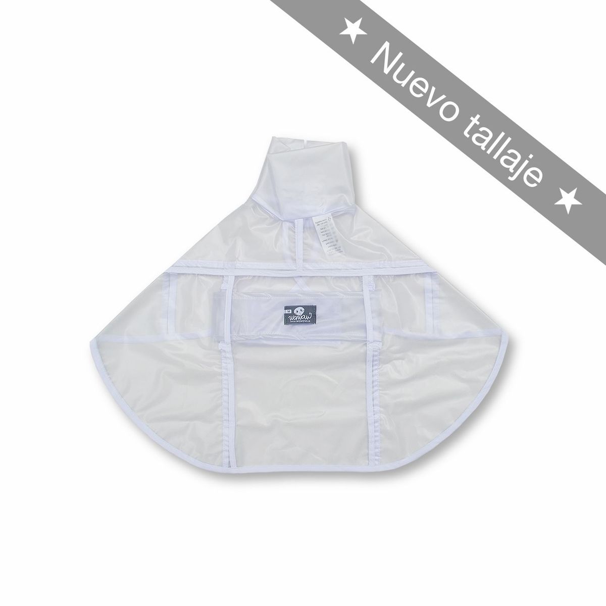 WAWAW - Capa impermeable  para perro  talla 3XL transparente cuello alto sesgo blanco 2 Wawaw