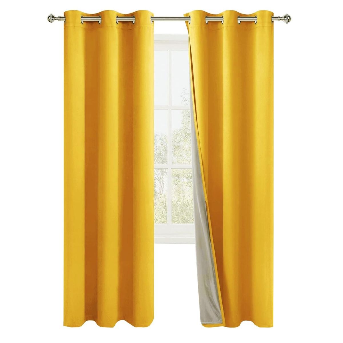 CASATUA - Cortina Blackout 100% Anti Luz, 2 Paños 140x220 TexturaLino - Amarillo