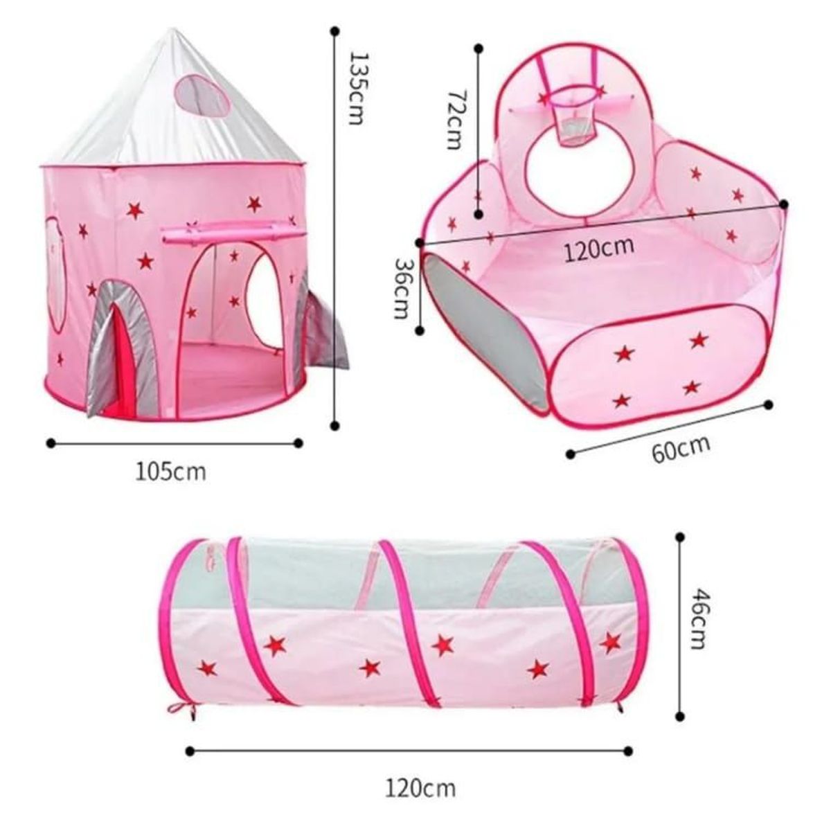 GENERICO - Carpa Castillo 3 En 1 Túnel + Piscina