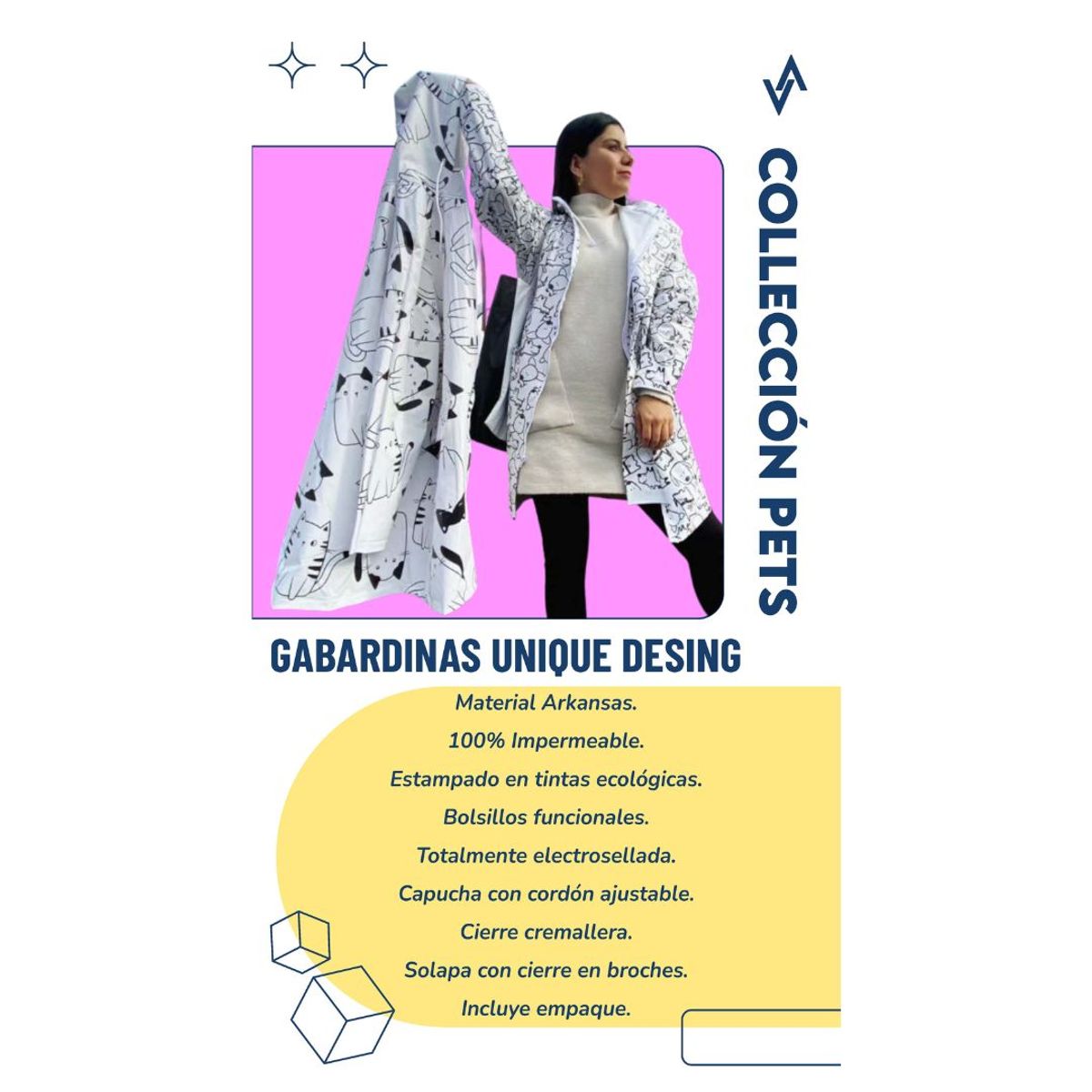 AFM - Gabardina Unisex Estampada 100 Impermeable Resistente
