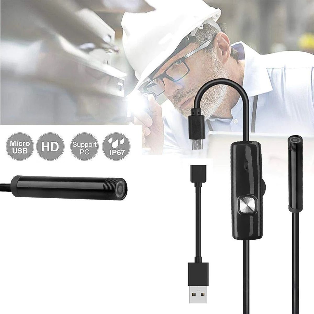 GENERICO - Endoscopio Boroscopio A Prueba De Agua 6 Luces Led Ajustable