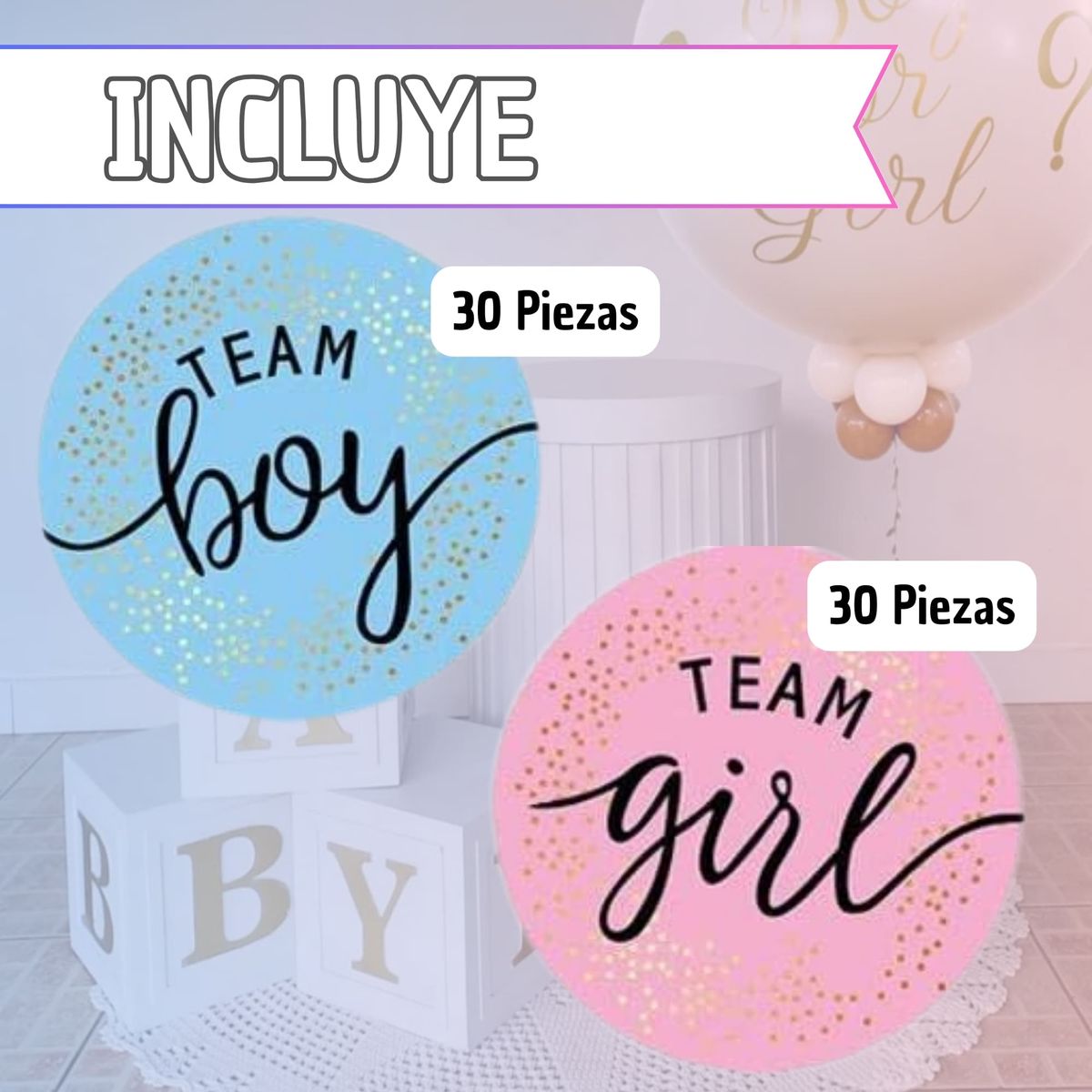 GENERICO - Pegatina Revelacion De Genero 30 Unidades