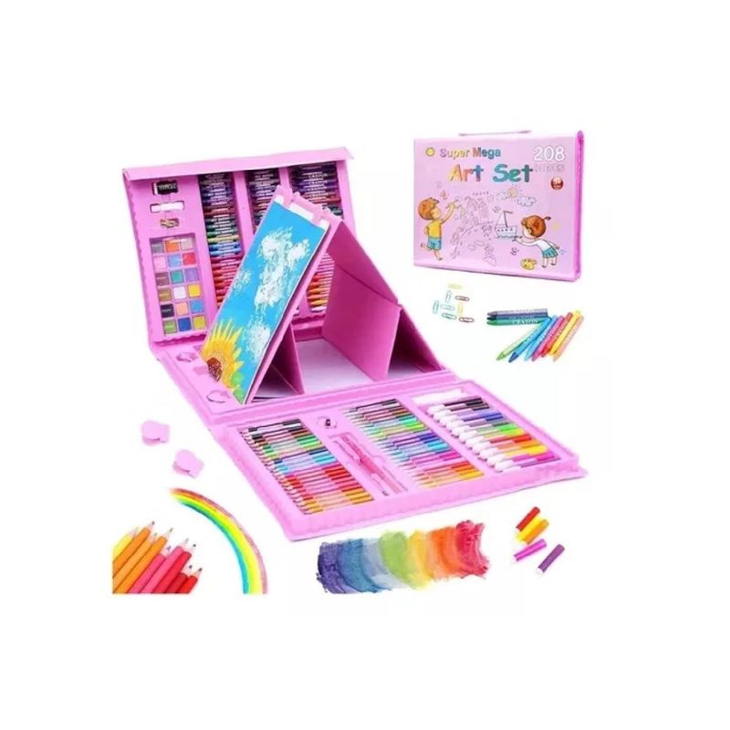 GENERICO - Kit Color Rosado Set Creativo Arte Y Dibujo 208 Piezas