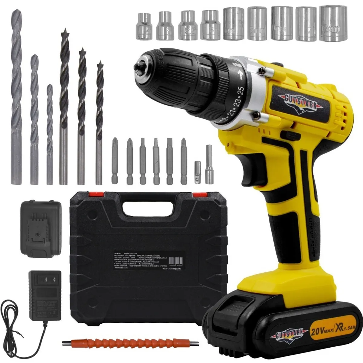 GUTSTARK - Taladro Atornillador Inalambrico 110 V 1360 Rpm