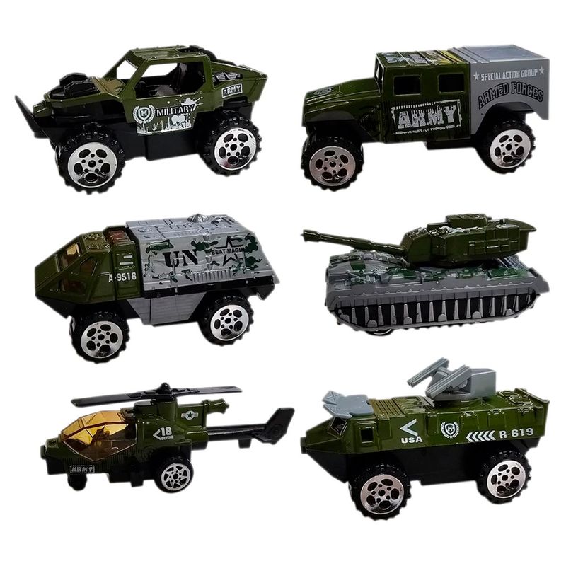 GENERICO - Set X6 Carro Metálico Colección Policía Militar Construcción