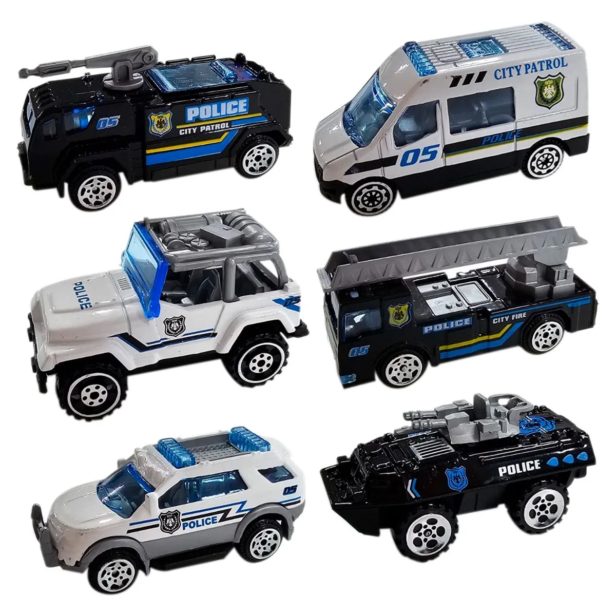 GENERICO - Set X6 Carro Metálico Colección Policía
