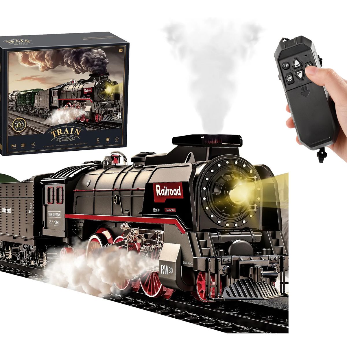 JON DI GROUP SAS - Tren Juguete Navideño Recargable Vapor Luces Sonidos 65 pcs