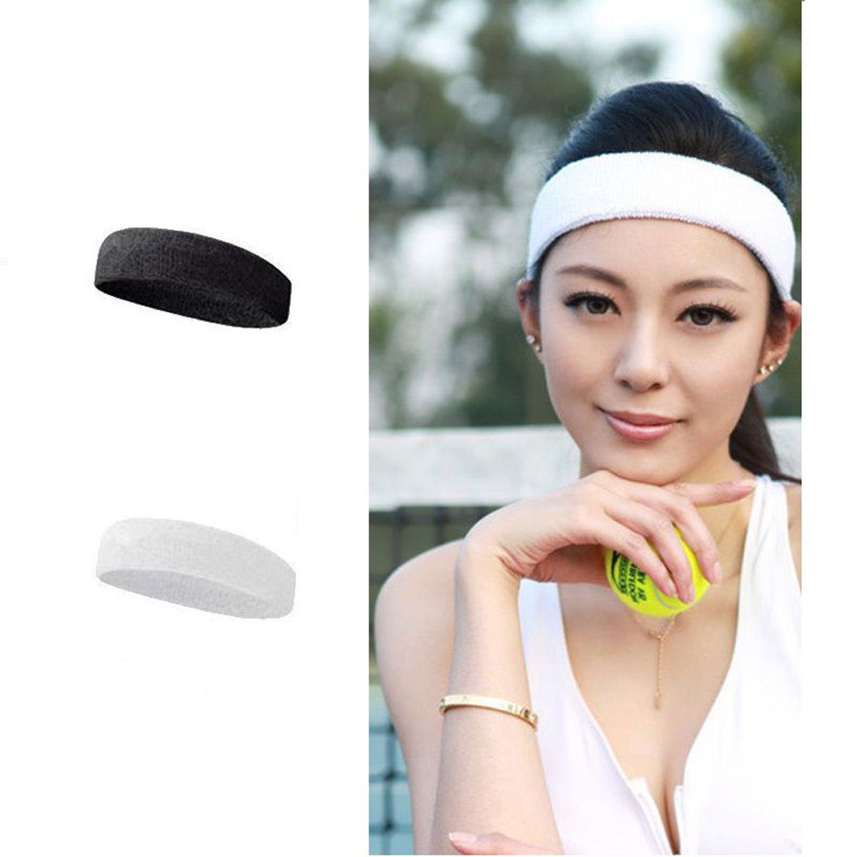 GENERICO - Banda Balaca Deportiva Para Sudor Cabeza Negro