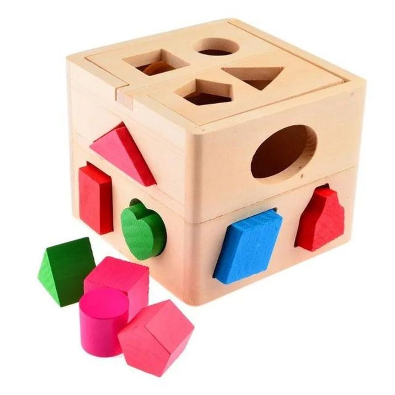 IMPORTADORA MAKA - Juguete Cubo Encajar Figuras Geométricas Didáctico Madera